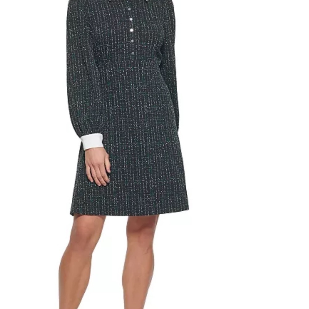 DKNY Black and White Long Sleeve Dress